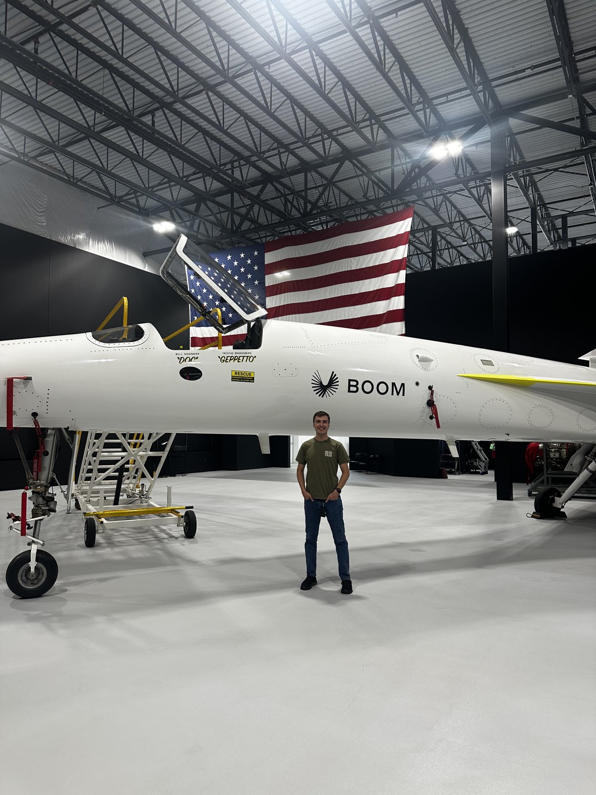 Jacob in front of Boom Supersonic's XB-1 demonstrator