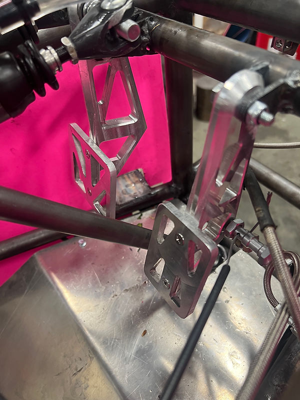 Brake pedal installed on the car's chassis