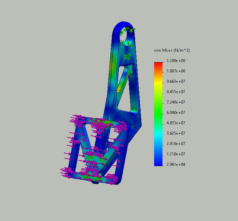 Brake pedal FEA stress analysis