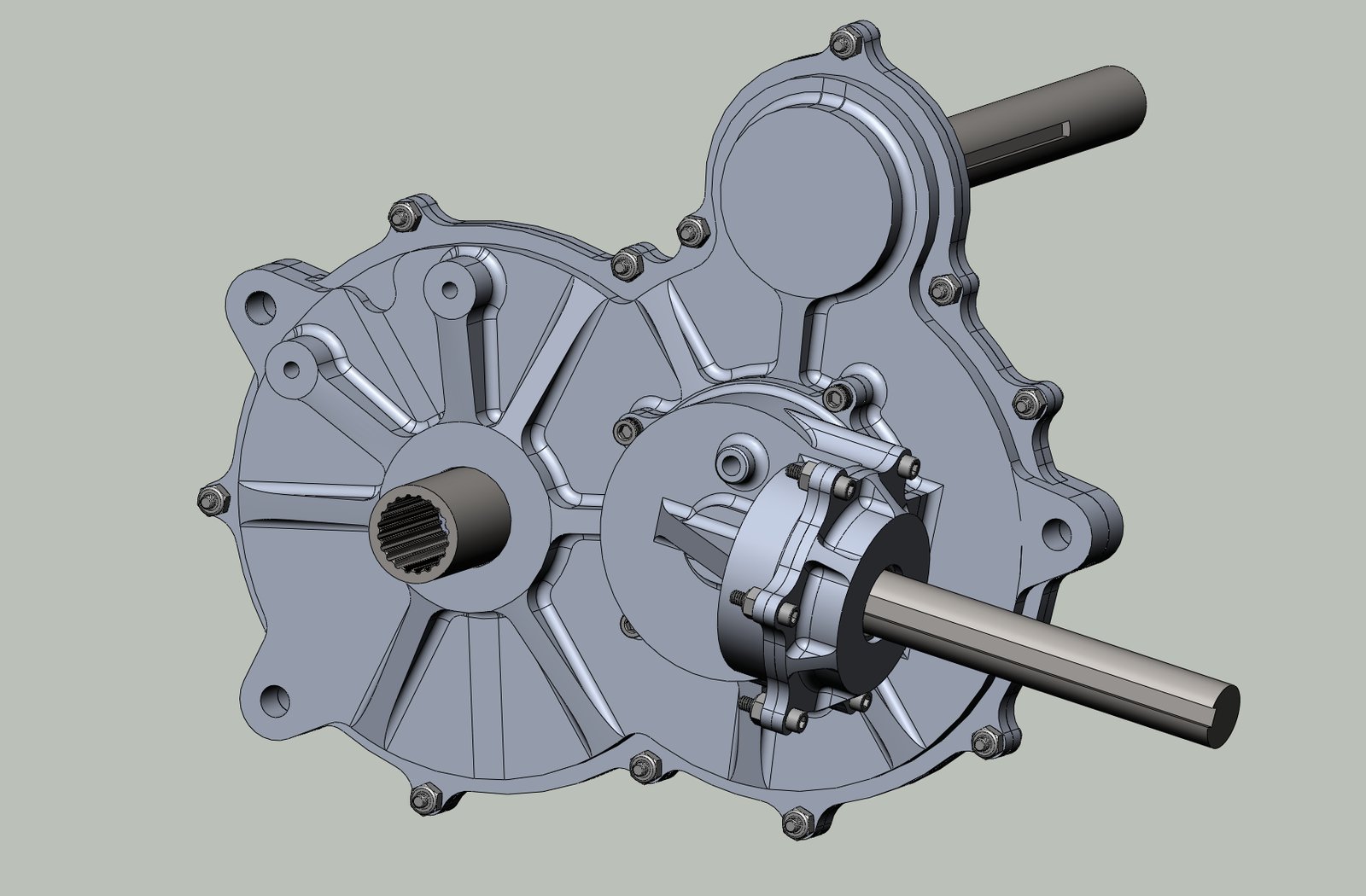 CAD model of the 25/26 reduction gearbox assembly