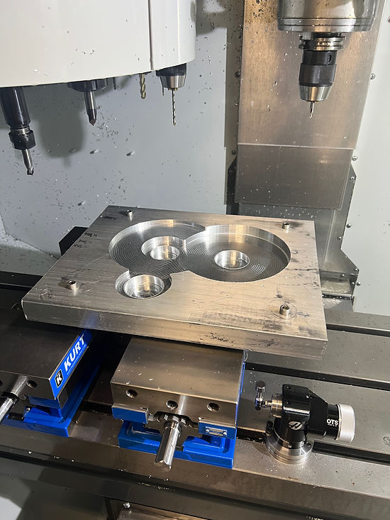 Gearbox housing bearing bores machined on the CNC mill
