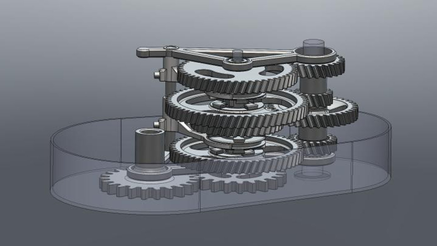 CAD model of the sequential transmission gear train