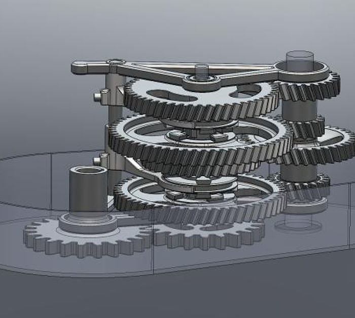 CAD render of the sequential transmission gear train