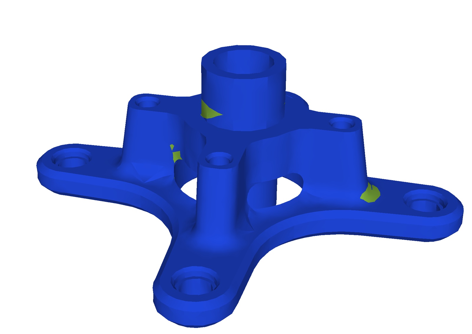 FEA plot of the wheel hub showing low, uniform stress